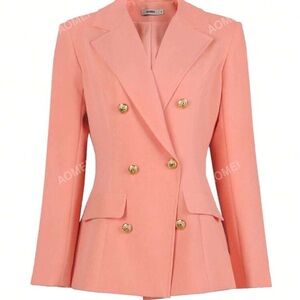 Women's Pink Double-Breasted Blazer